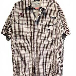 Columbia Texas A&M Aggies Super Bonehead Fishing Shirt Size L (FLAW)